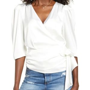 WAYF Ullah Wrap Front Blouse